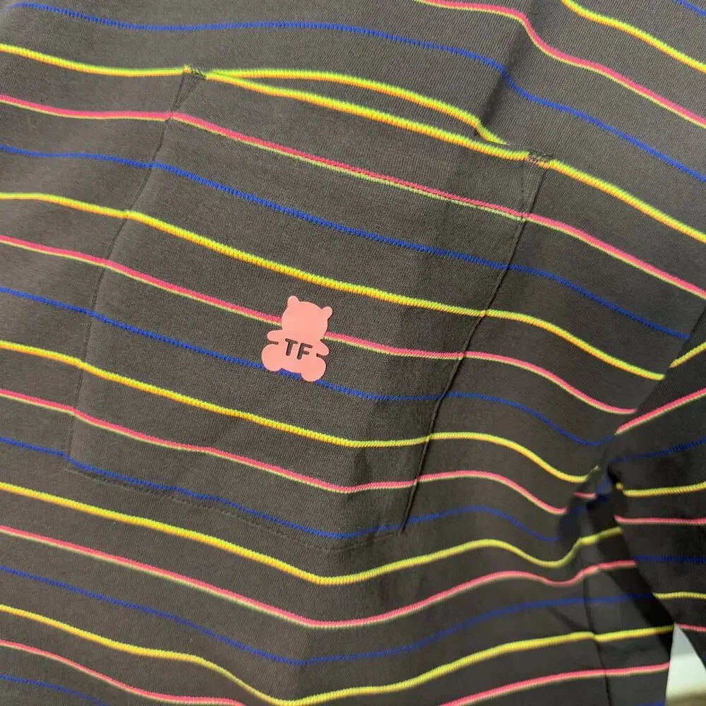 Teddy Fresh Yarn Dyed Neon Stripe Tee, Brown, XL